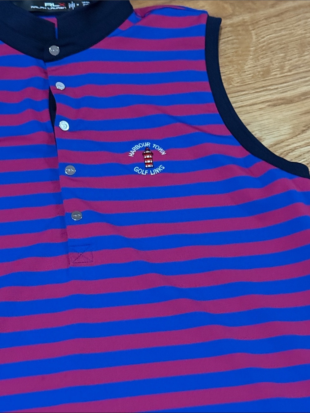 RLX Ralph Lauren Sleeveless Polo - Blue & Pink Stripes - Picture 4 of 4